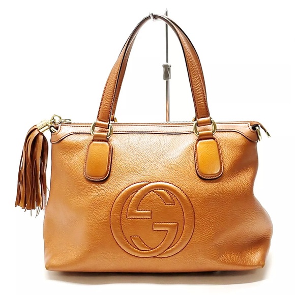 Auth Gucci Brown Leather Soho Working Tote Bag - Picture 1 of 11